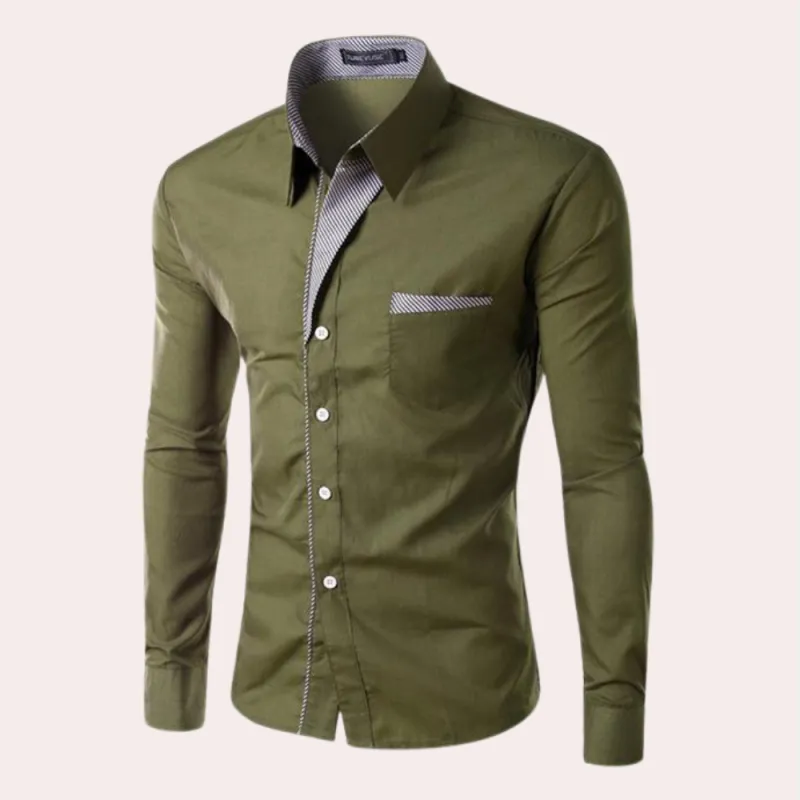 Stylish and Casual Long-Sleeve Button-Up Shirt for Men sold by Elvoria London