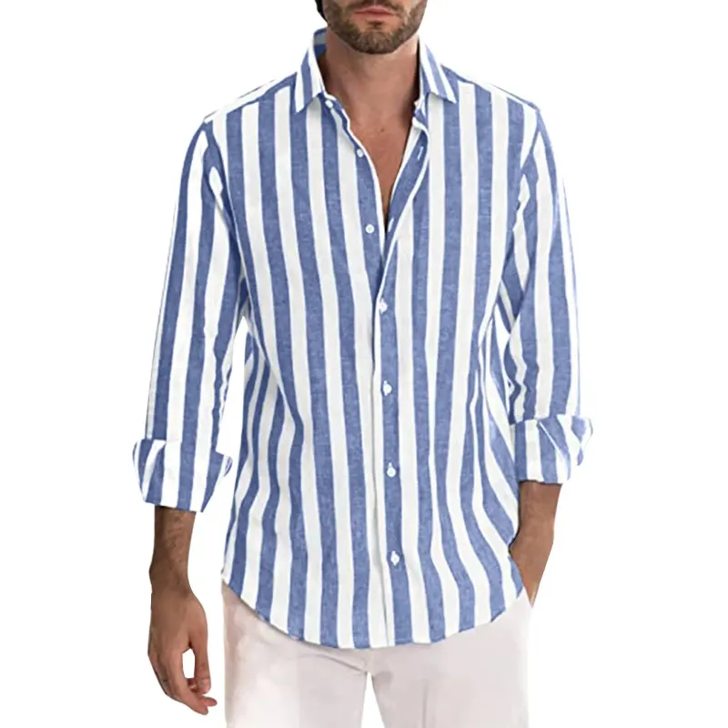 Casual and Stylish Striped Long-Sleeve Shirt for Men sold by Elvoria London