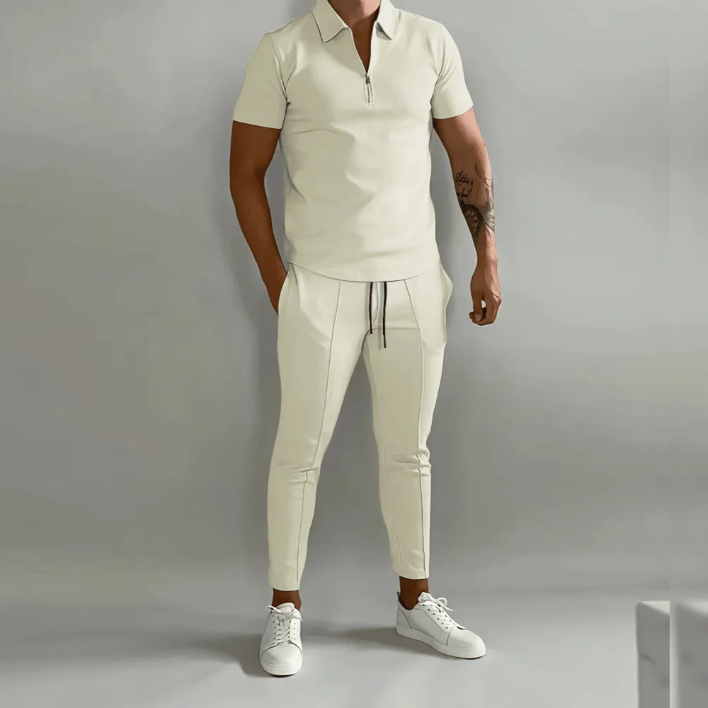 Elegant and Casual Polo Shirt and Trousers Set for Men sold by Elvoria London product image thumbnail 3