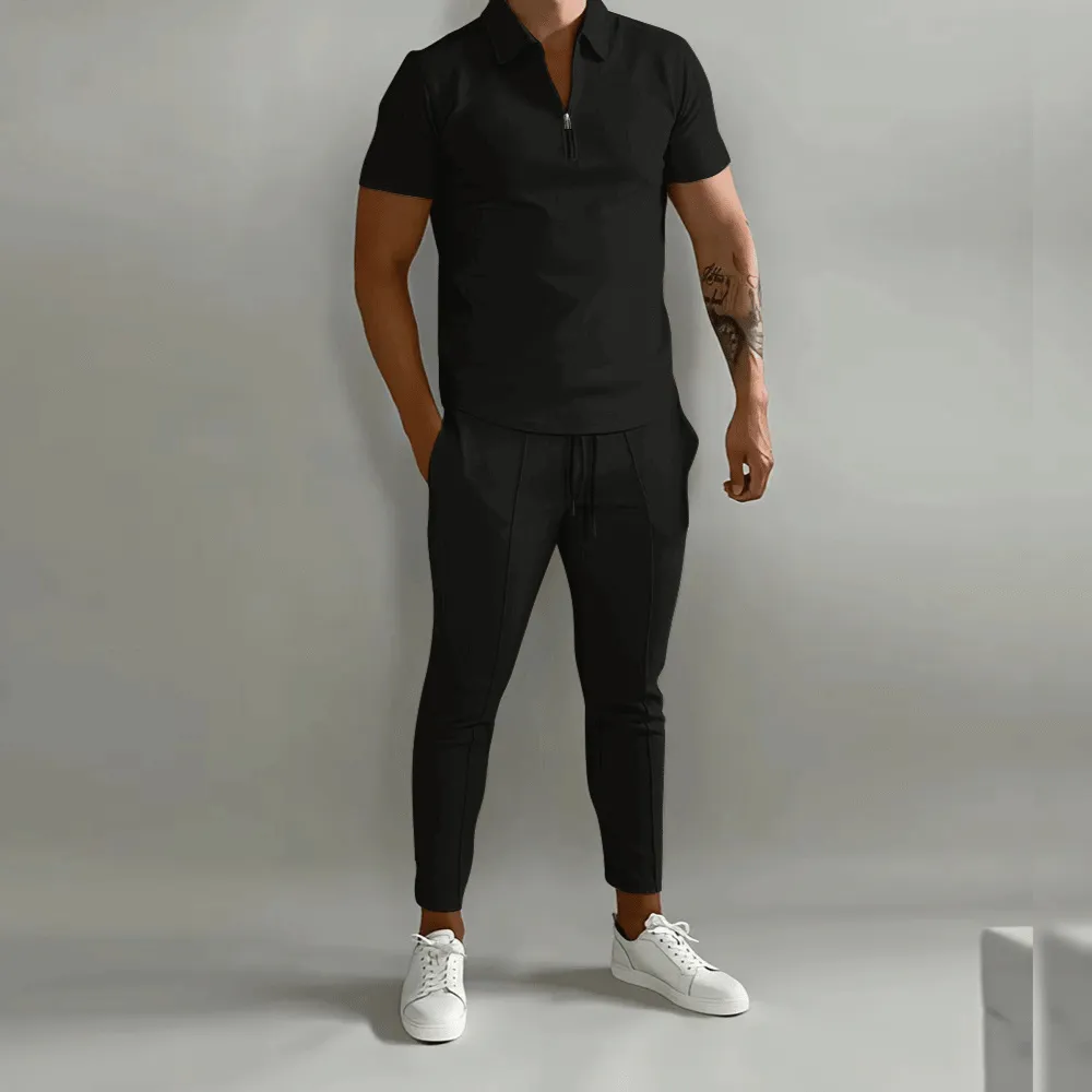 Elegant and Casual Polo Shirt and Trousers Set for Men sold by Elvoria London product image thumbnail 4