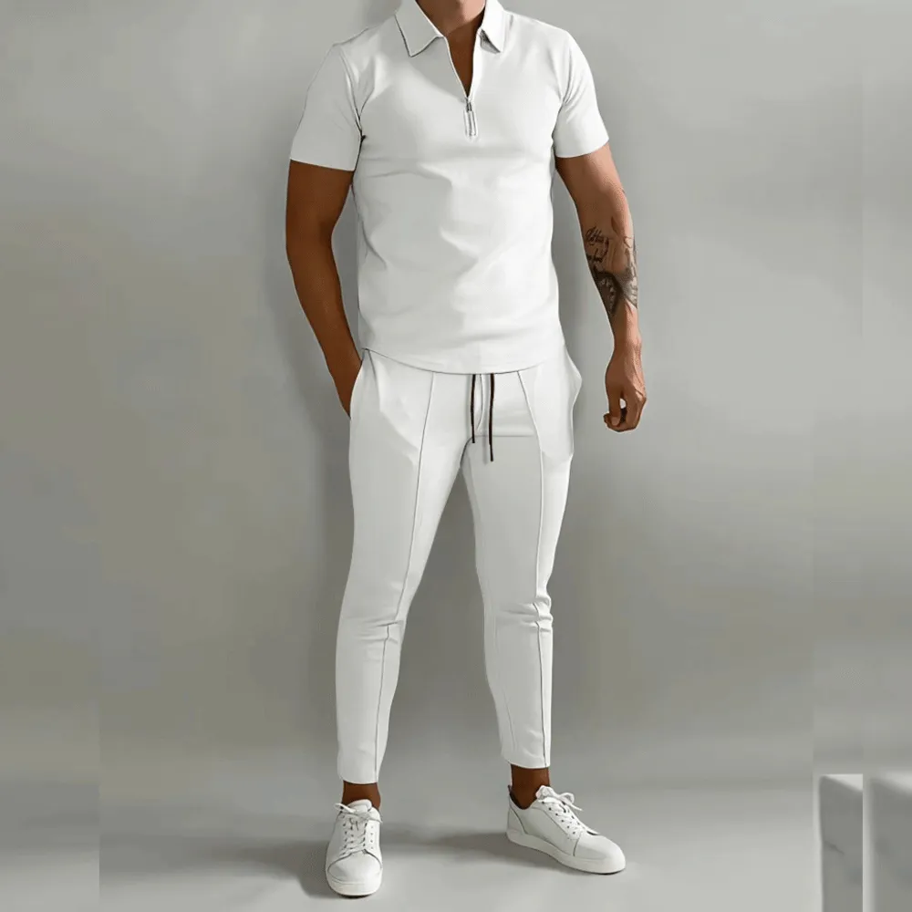Elegant and Casual Polo Shirt and Trousers Set for Men sold by Elvoria London product image thumbnail 5