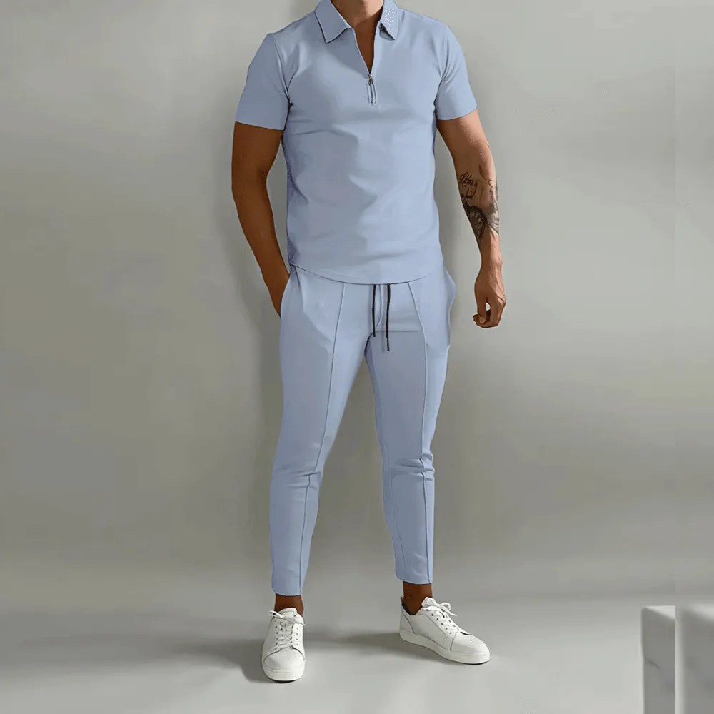 Elegant and Casual Polo Shirt and Trousers Set for Men sold by Elvoria London product image thumbnail 2