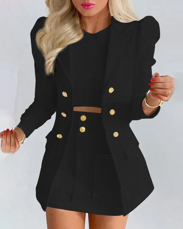 Chic and Elegant Blazer and Mini Skirt Set for Women sold by Elvoria London product image thumbnail 2