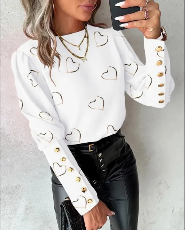 Chic Blouse with Heart Design for Women | Emily sold by Elvoria London