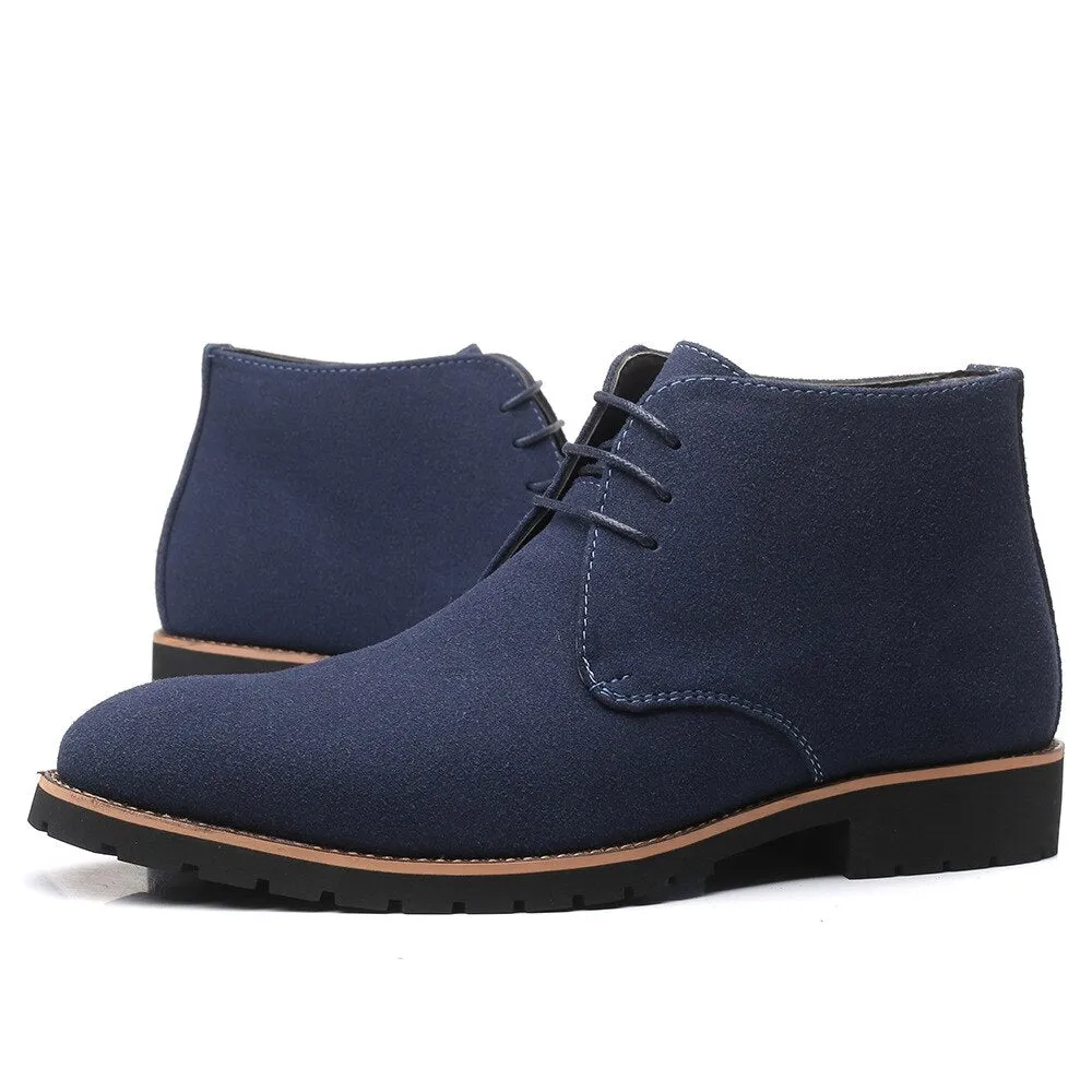 Men's Lace-Up Ankle Boots - Textured Upper with Low Heel sold by Elvoria London product image thumbnail 2