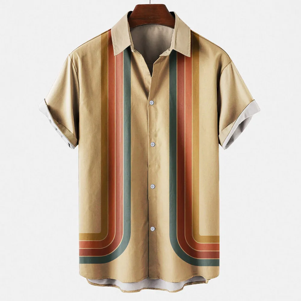 Retro Summer Shirt with Short Sleeves for Men sold by Elvoria London