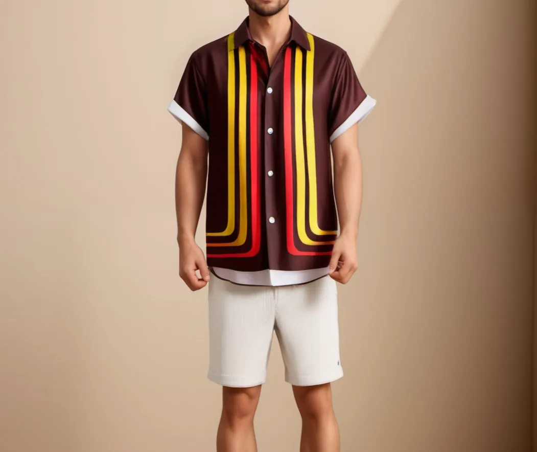 Retro Summer Shirt with Short Sleeves for Men sold by Elvoria London product image thumbnail 2