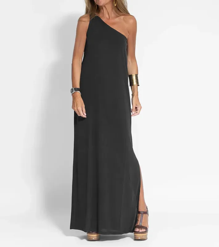 Elegant One-Shoulder Maxi Dress for Women | Rhea sold by Elvoria London