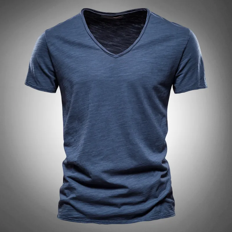 Classic Cotton V-Neck T-Shirt for Men | Kevin sold by Elvoria London