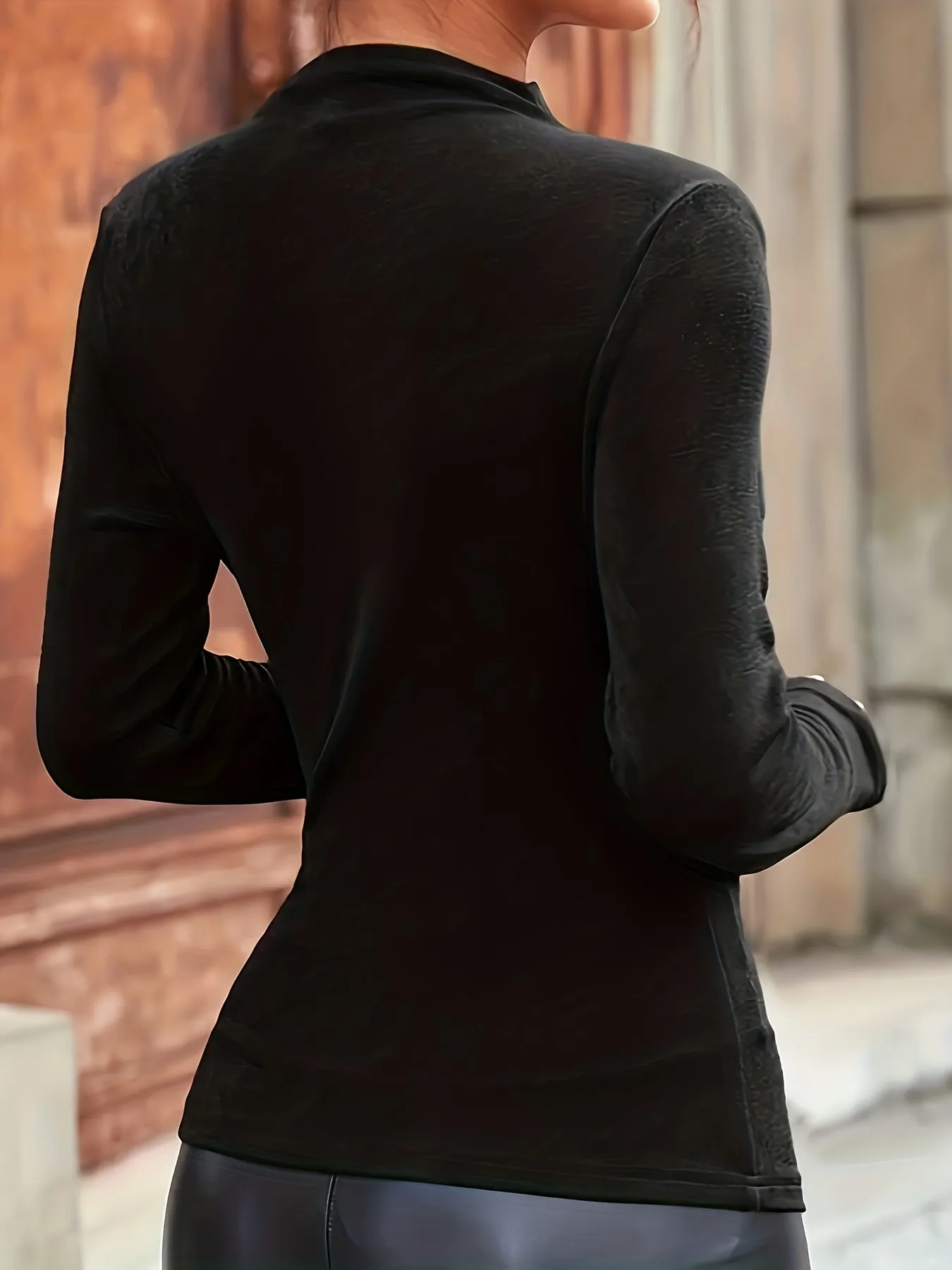 Ruched Mock Neck Long Sleeve Top for Women | Elijah sold by Elvoria London product image thumbnail 2