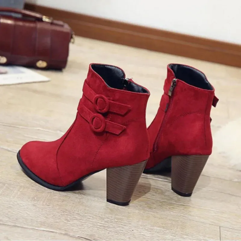 Gamora - Suede High-Heel Winter Ankle Boots for Women sold by Elvoria London