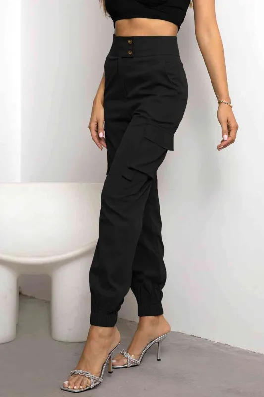 Natasha - High-Waist Cargo Trousers for Women sold by Elvoria London