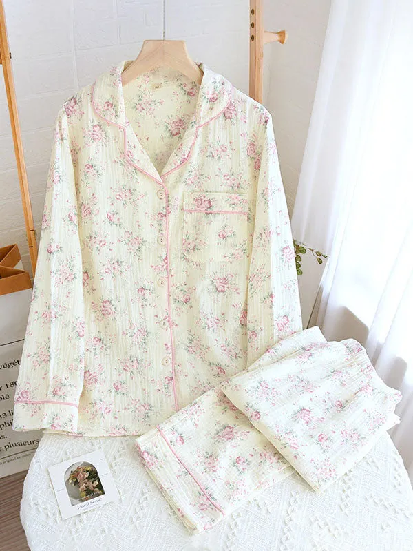 Carla - Cotton Pyjama Set with Floral Print for Women sold by Elvoria London
