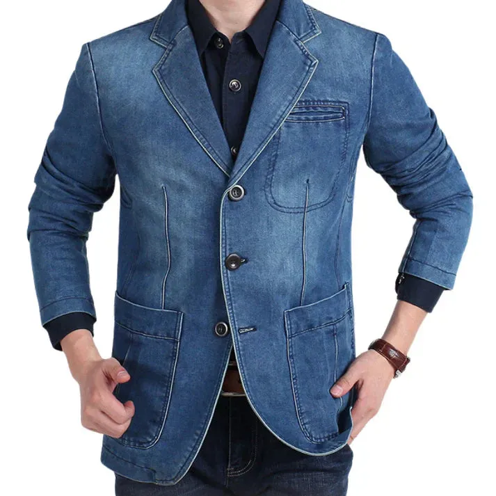 Chic Denim Blazer for Men sold by Elvoria London product image thumbnail 2