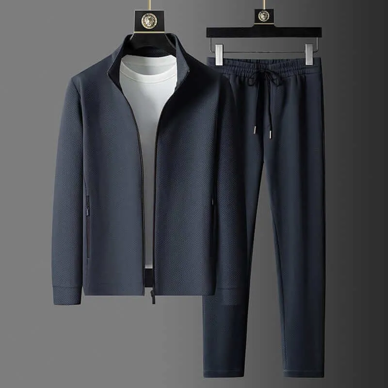 Men's Textured Tracksuit - Casual Two-Piece Zip-Up sold by Elvoria London product image thumbnail 2