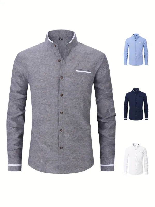 Ronan - Long-Sleeve Collar Shirt for Men sold by Elvoria London