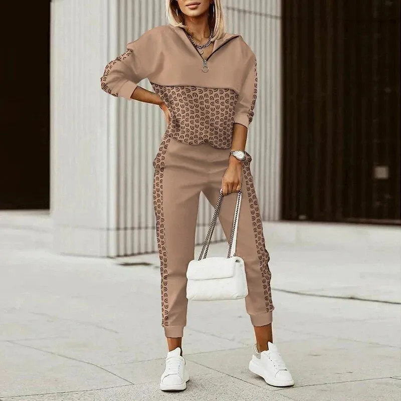 Women's Zip Hoodie & Joggers Set - Two-Piece Athleisure sold by Elvoria London