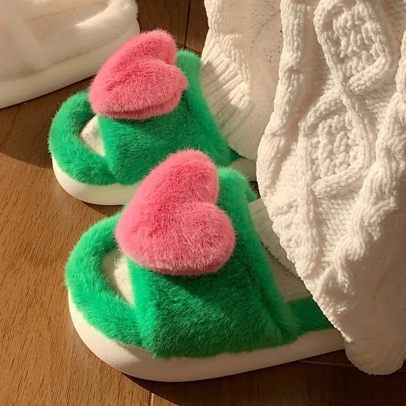 Clara - Fluffy Heart Slippers for Women sold by Elvoria London product image thumbnail 2