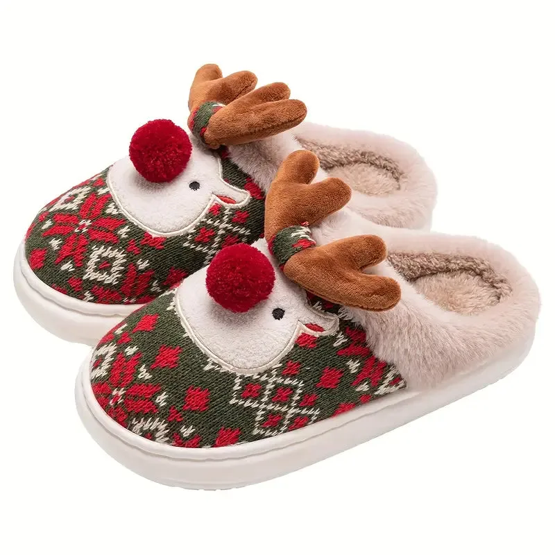 Isla - Plush-Lined Christmas Reindeer Slippers for Women sold by Elvoria London