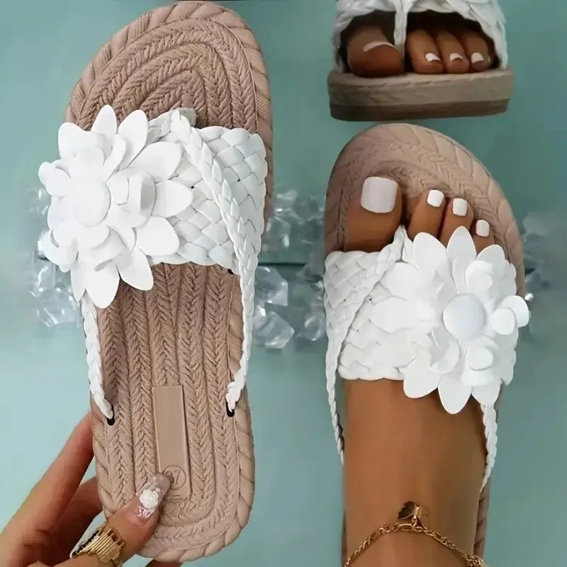 Elegant Floral Detail Slippers for Women | Jenny made by Elvoria London