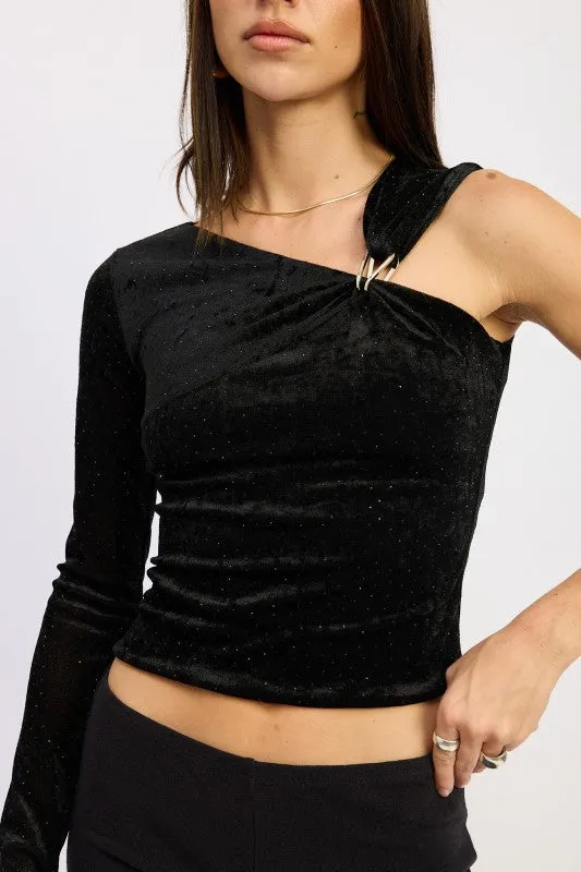 ONE SHOULDER TOP WITH HARDWARE DETAIL sold by Deluxxie product image thumbnail 2