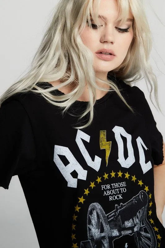 AC/DC Rock Cannon Distressed Boyfriend Tee sold by Deluxxie product image thumbnail 2