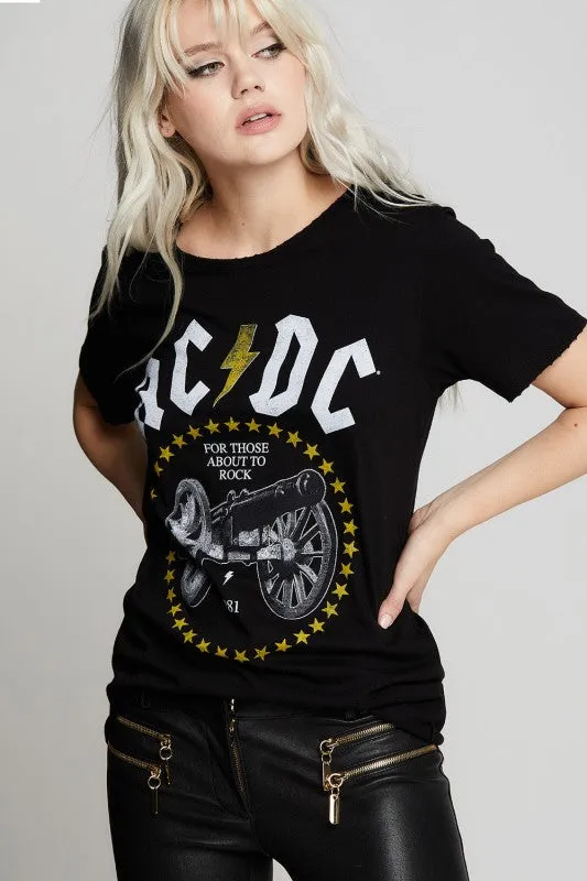 AC/DC Rock Cannon Distressed Boyfriend Tee sold by Deluxxie product image thumbnail 3