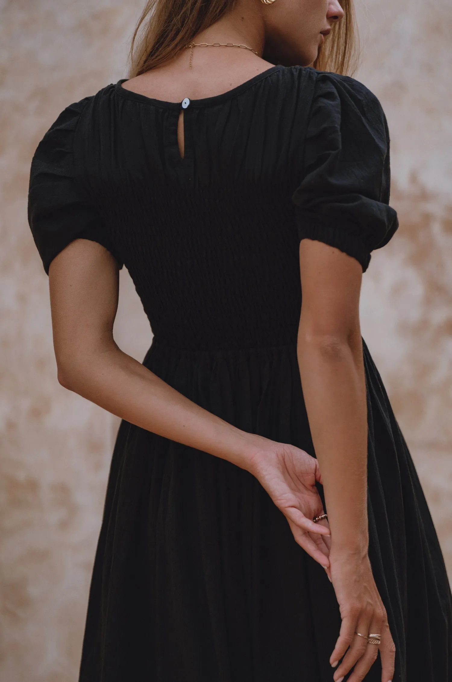 Sophie Smocked Linen Midi Dress by Bali Lane sold by Deluxxie product image thumbnail 3