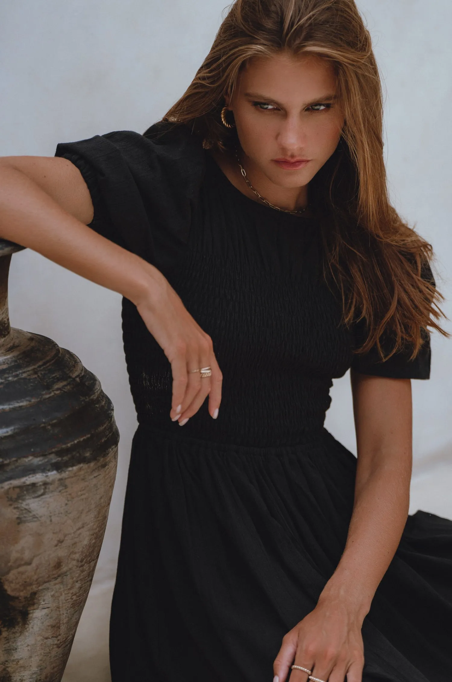 Sophie Smocked Linen Midi Dress by Bali Lane sold by Deluxxie product image thumbnail 4