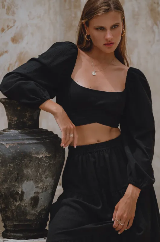 Helsa Long Sleeve Linen Top by Bali Lane sold by Deluxxie