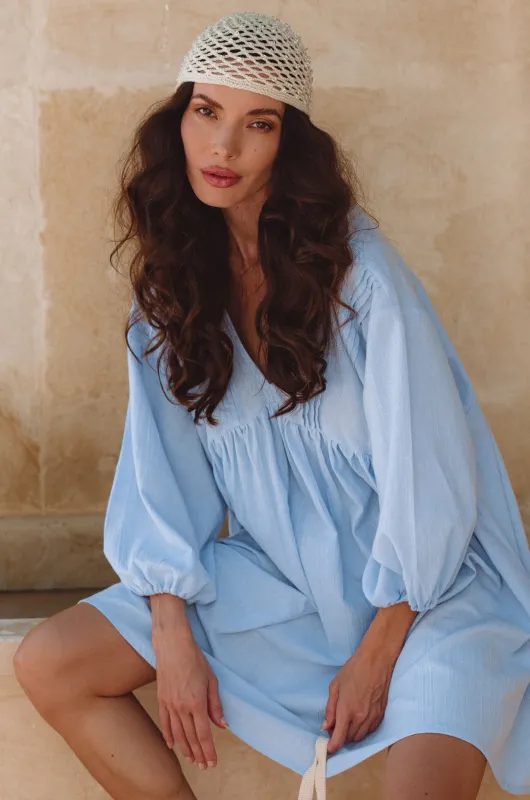 Palmira Handcrafted Linen Mini Dress by Bali Lane sold by Deluxxie