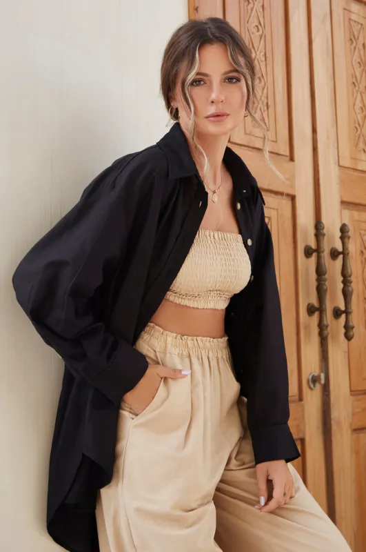 Romania Oversized Linen Shirt by Bali Lane sold by Deluxxie