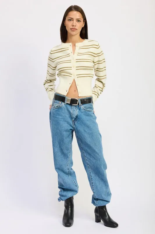 BUTTON DOWN STRIPED CARDIGAN sold by Deluxxie product image thumbnail 3