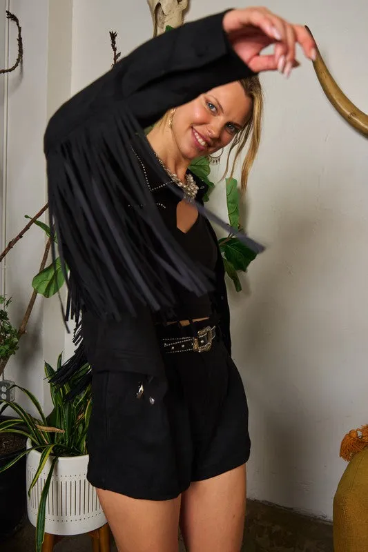 Suede studded fringe jacket sold by Deluxxie product image thumbnail 3