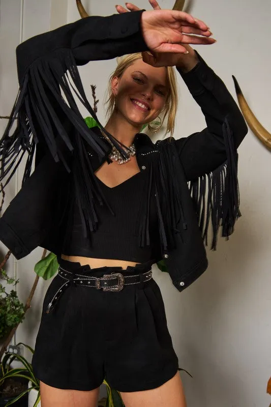 Suede studded fringe jacket sold by Deluxxie product image thumbnail 2