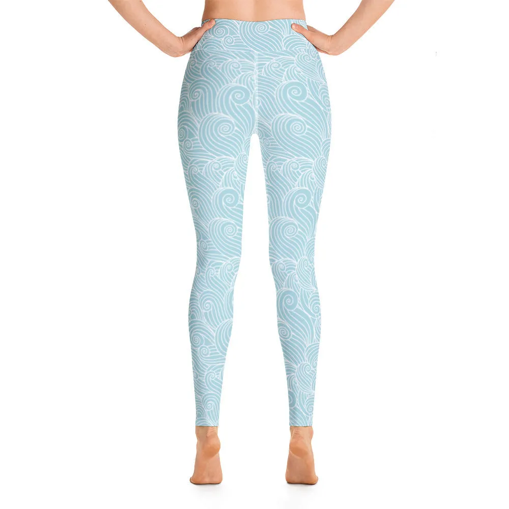 Women's Blue Ocean Swirl Yoga Leggings by Tropical Seas Clothing sold by Deluxxie product image thumbnail 5