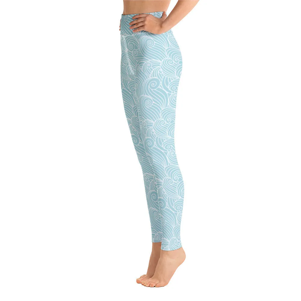 Women's Blue Ocean Swirl Yoga Leggings by Tropical Seas Clothing sold by Deluxxie product image thumbnail 3