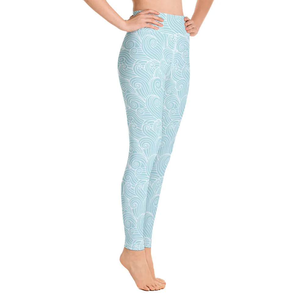 Women's Blue Ocean Swirl Yoga Leggings by Tropical Seas Clothing sold by Deluxxie product image thumbnail 4