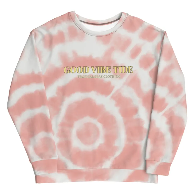 Peach Tie-Dye Vibe Tropical Sweatshirt by Tropical Seas Clothing sold by Deluxxie