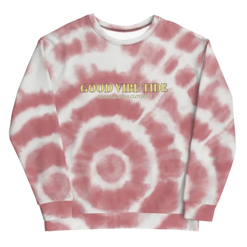 Red Tie-Dye Vibe Tropical Sweatshirt by Tropical Seas Clothing sold by Deluxxie