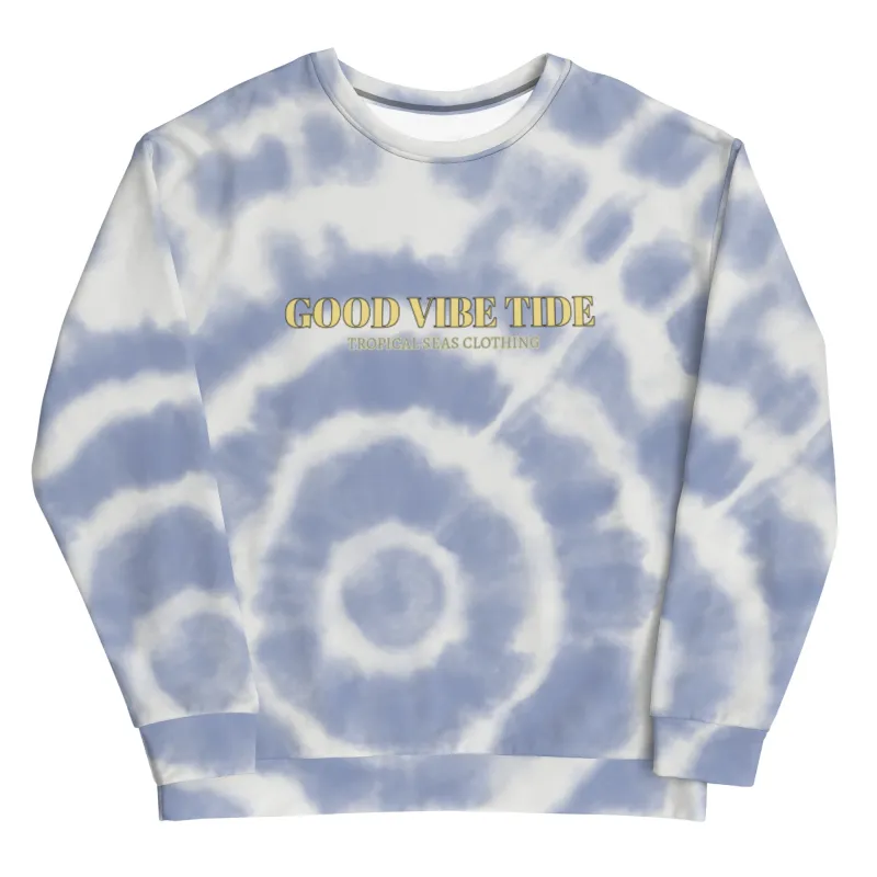 Blue Tie-Dye Vibe Tropical Sweatshirt by Tropical Seas Clothing sold by Deluxxie