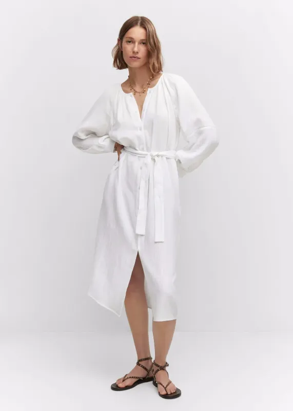 Women New Spring and Autumn Daily Elegant Cotton White Dress by BlakWardrob sold by Deluxxie