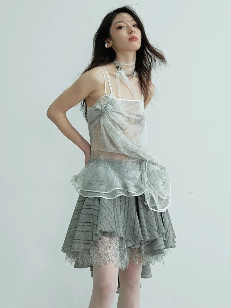 Charlie Layered Ruffle Skirt by Marigold Shadows sold by Deluxxie