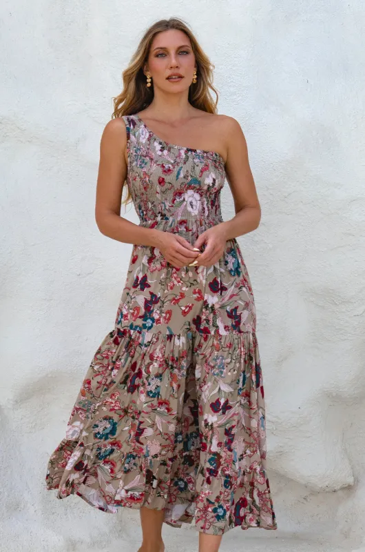 Cassandra One Shoulder Maxi Dress by Bali ELF sold by Deluxxie