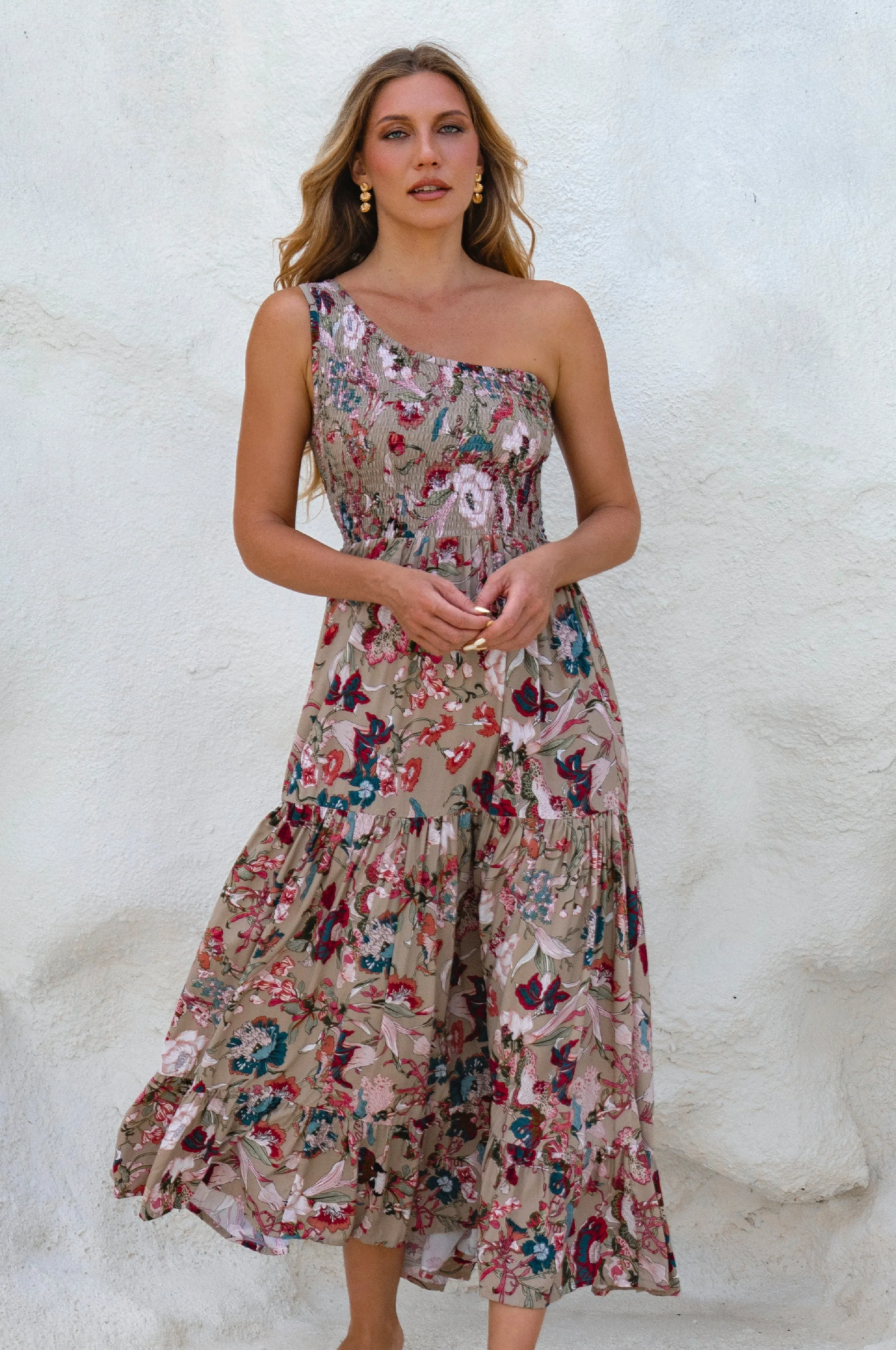 Cassandra One Shoulder Maxi Dress by Bali ELF sold by Deluxxie