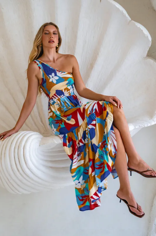 Cassandra One Shoulder Maxi Dress by Bali ELF sold by Deluxxie