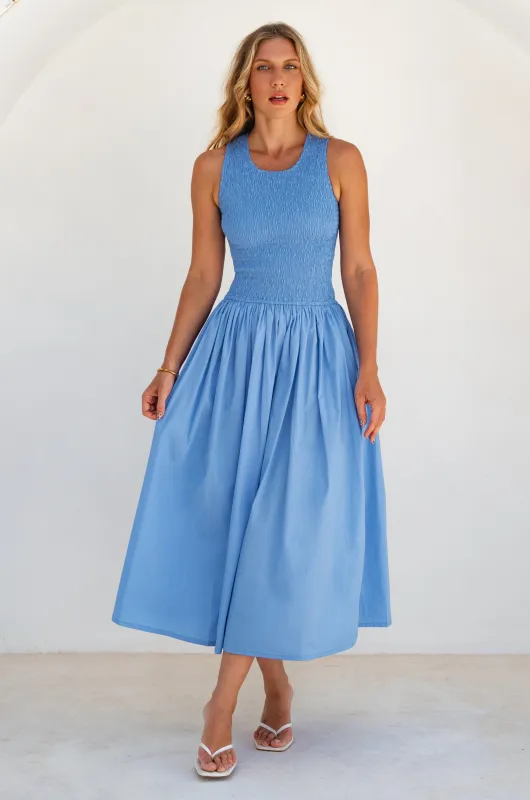 Lucciola Smocked Cotton Midi Dress by Bali ELF sold by Deluxxie