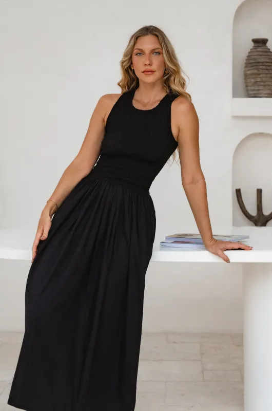 Lucciola Smocked Cotton Midi Dress by Bali ELF sold by Deluxxie