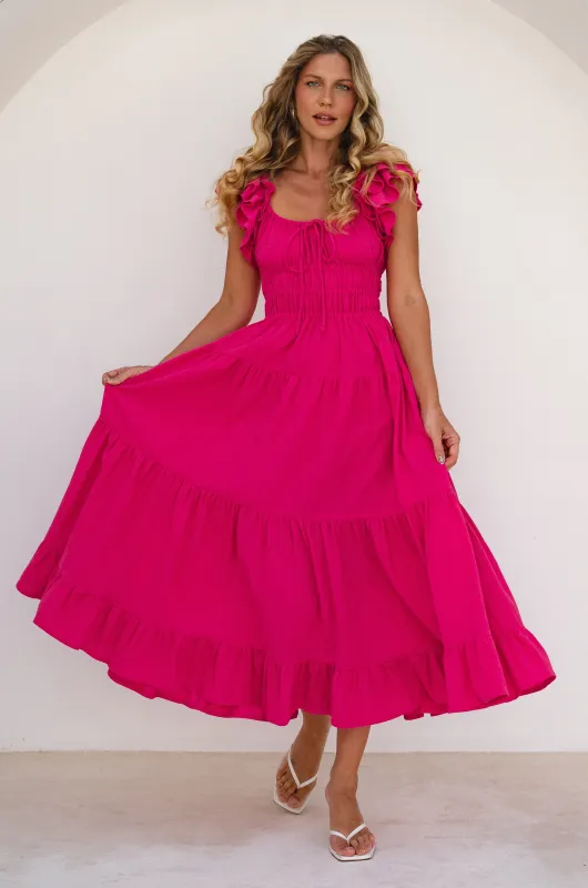 Aura Ruffled Maxi Dress by Bali ELF sold by Deluxxie