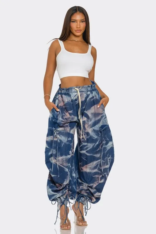 Urban Chic Drawstring Denim Cargo Pants sold by Deluxxie